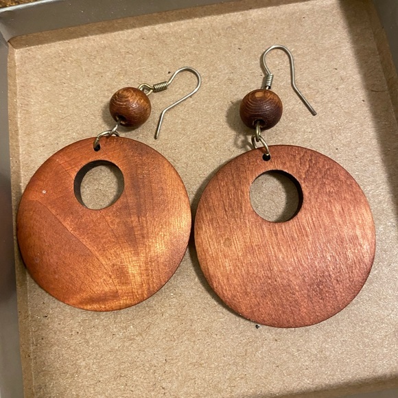Fashion Circle Wooden Earrings - Picture 1 of 1